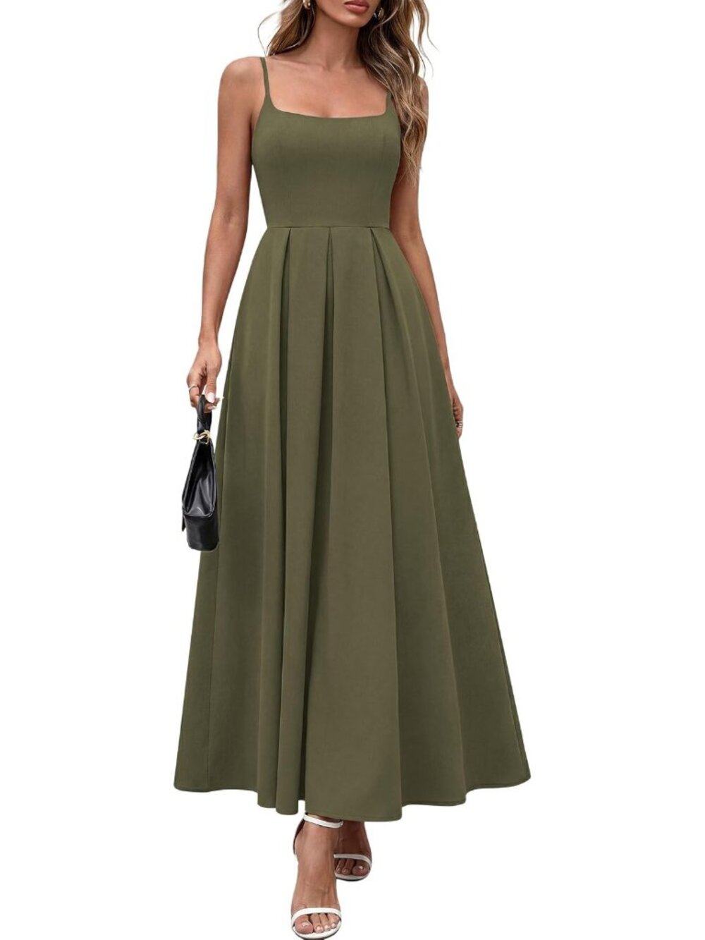 Women's Army Green Summer 2026 Spring Elegant Ruffle A Line Guest Maxi Dresses